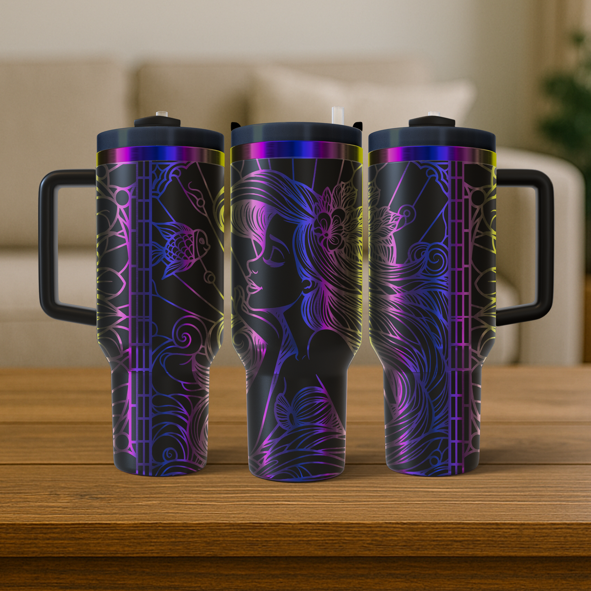 40 oz Black/Rainbow Tumbler