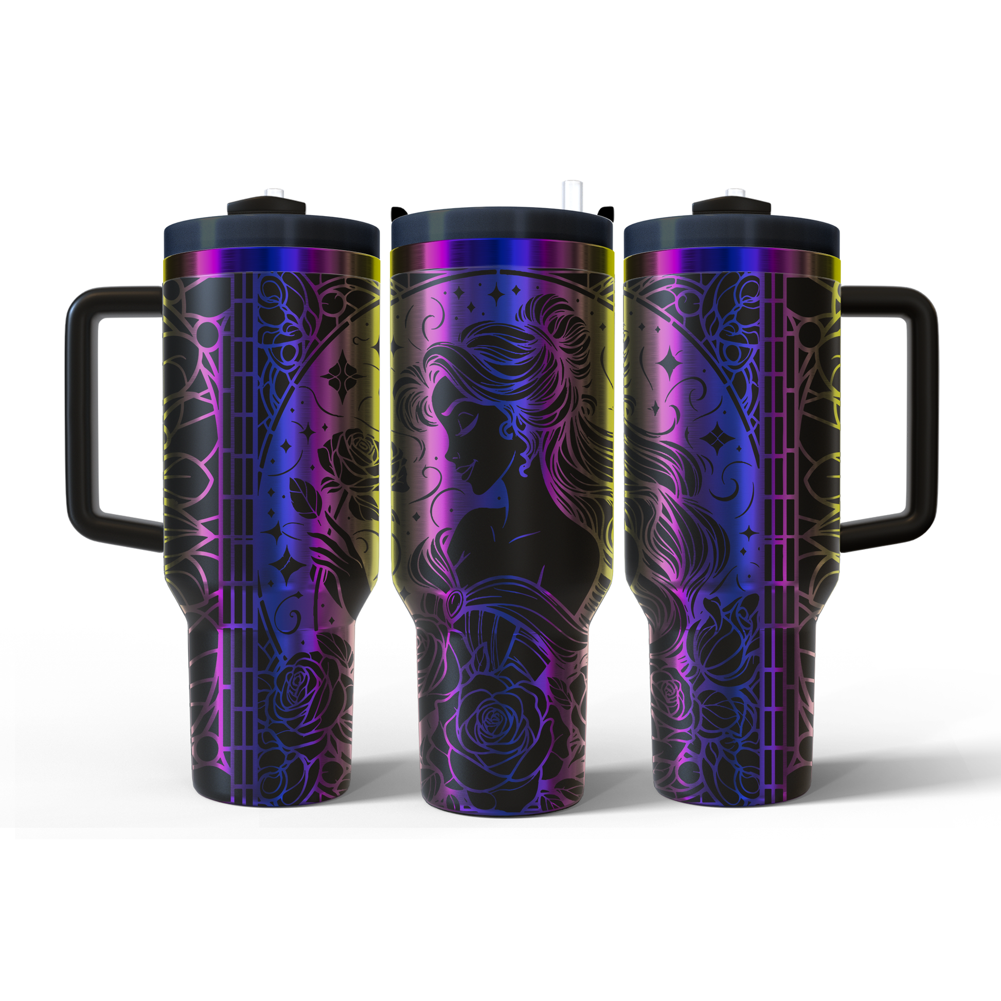 40 oz Black/Rainbow Tumbler