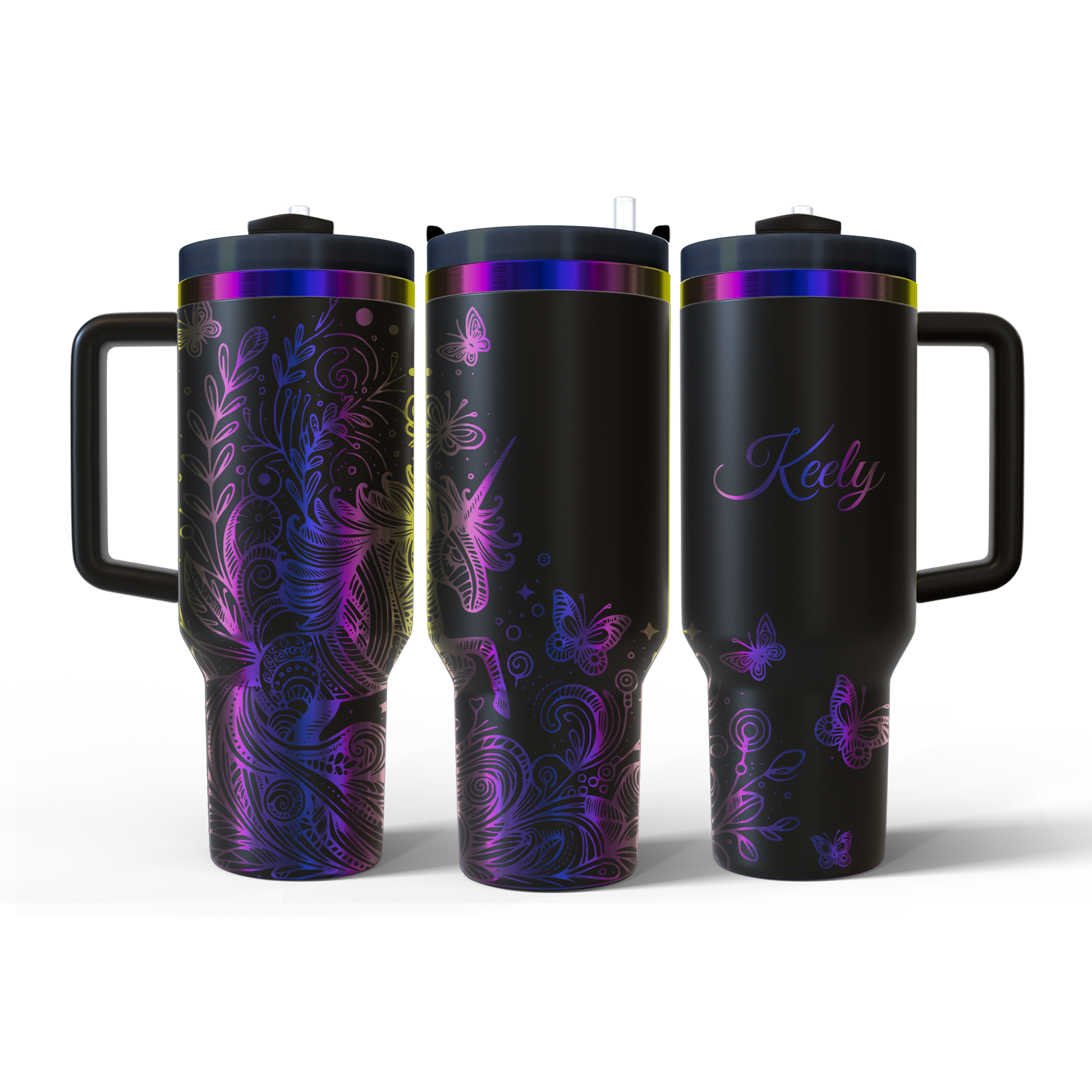 40 oz Black/Rainbow Tumbler