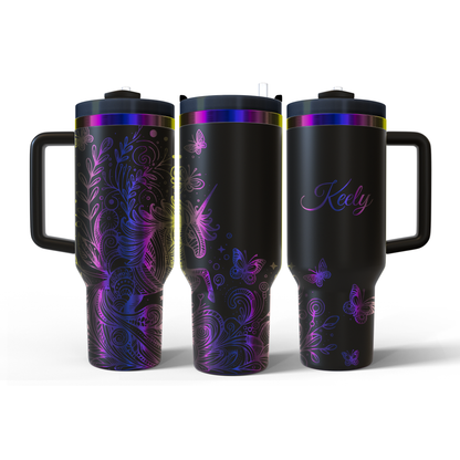 40 oz Black/Rainbow Tumbler