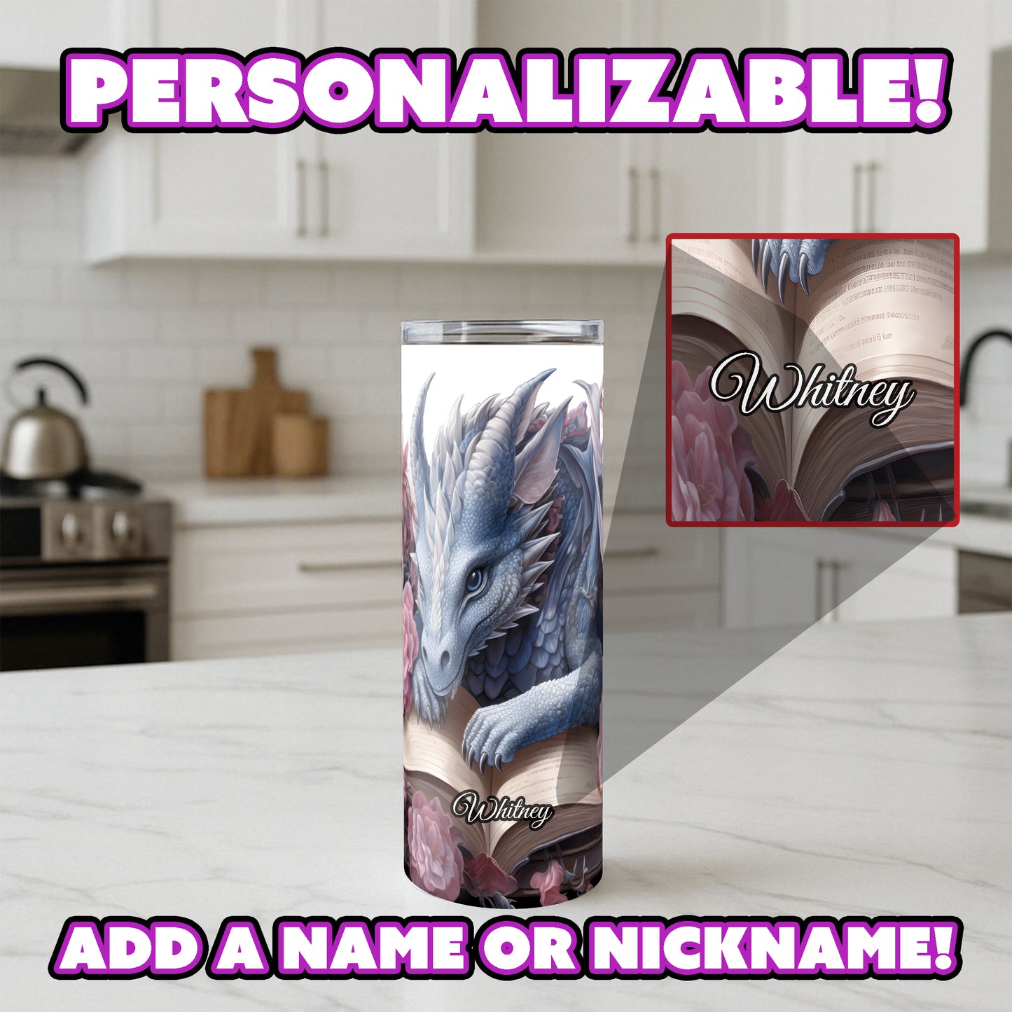 Blue Rose Book Dragon Tumbler