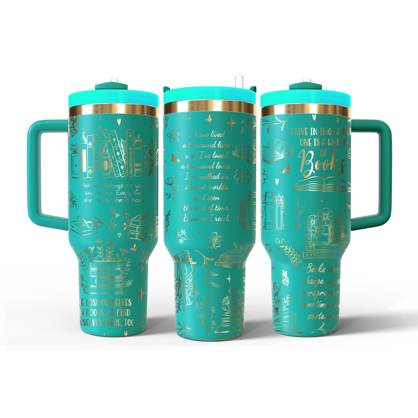 40 oz Aqua/Gold Tumbler