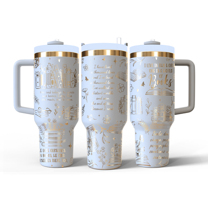40 oz White/Gold Tumbler