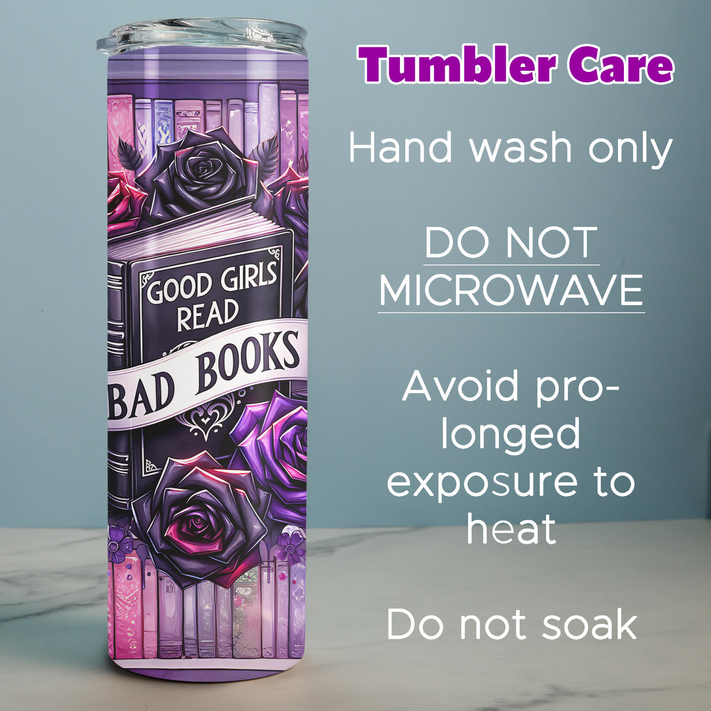 Personalized Good Girls Read Bad Books Tumbler – 20 oz Skinny Insulated Stainless Steel | Book Lover Gift | Bookish Merch | Dark Romance Cup