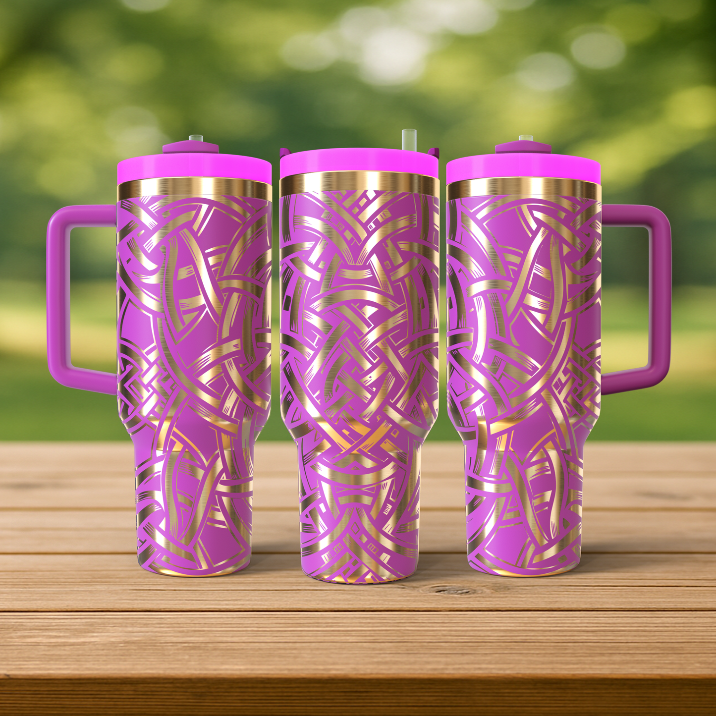 40 oz Hot Pink/Gold Tumbler