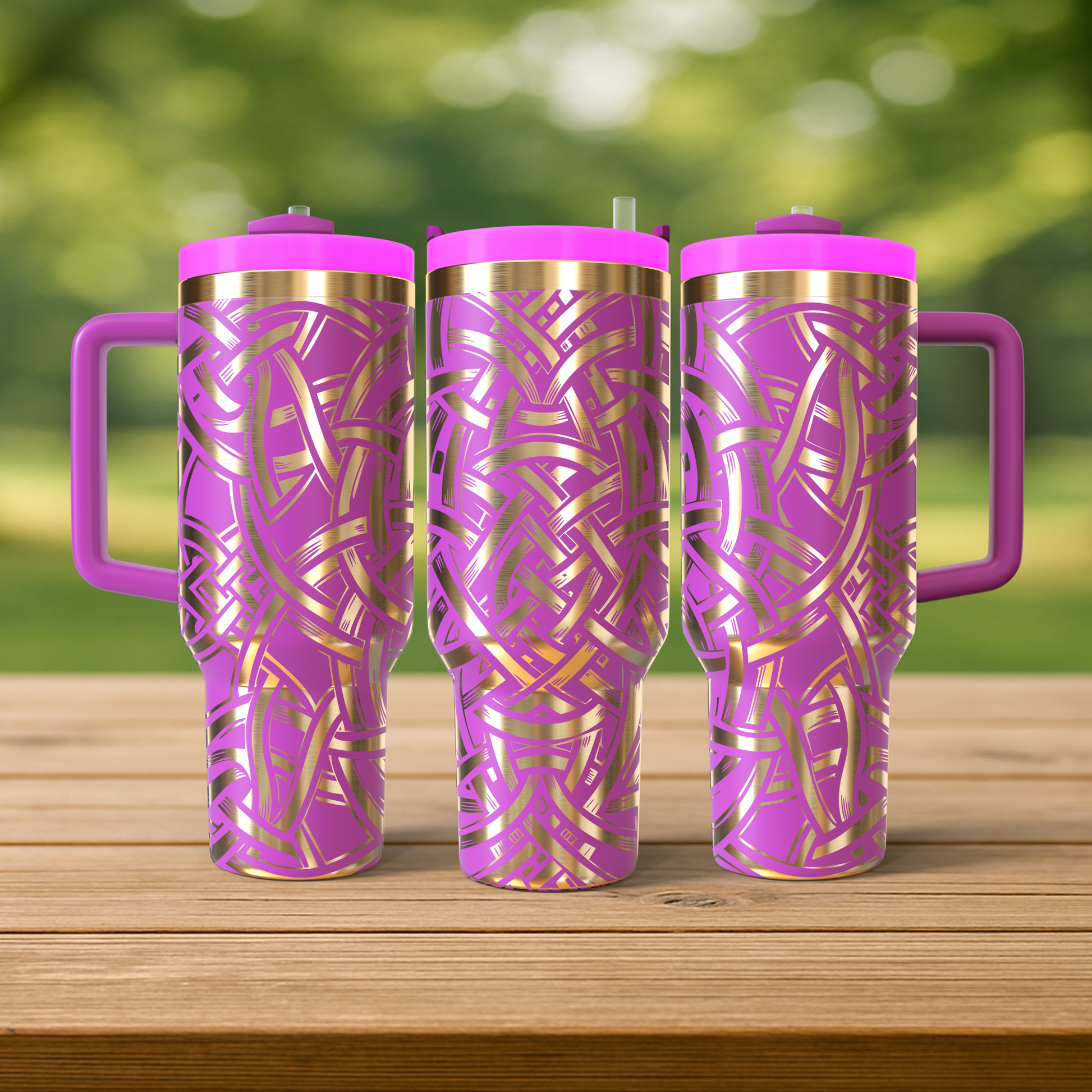 40 oz Hot Pink/Gold Tumbler