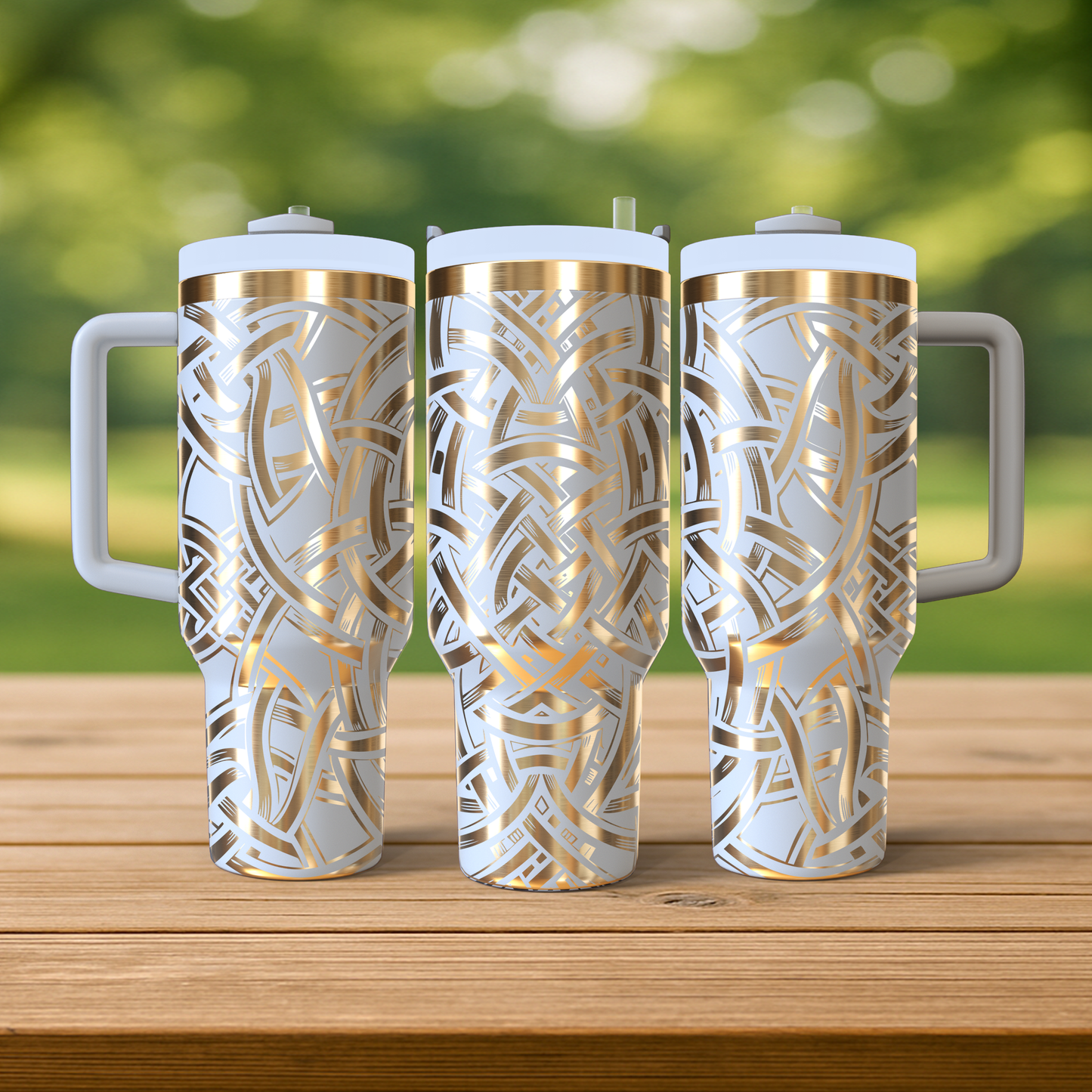 40 oz White/Gold Tumbler