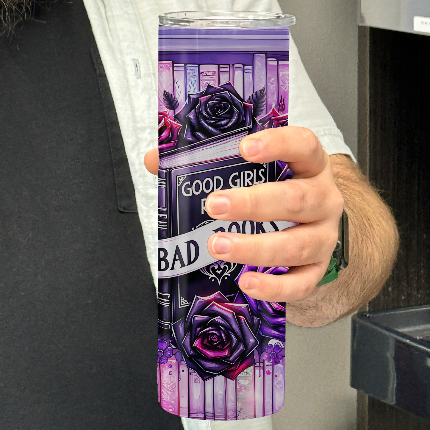 Personalized Good Girls Read Bad Books Tumbler – 20 oz Skinny Insulated Stainless Steel | Book Lover Gift | Bookish Merch | Dark Romance Cup