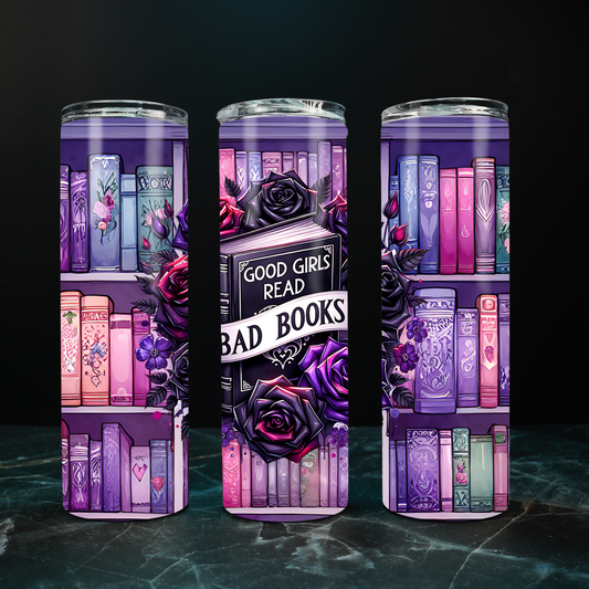 Personalized Good Girls Read Bad Books Tumbler – 20 oz Skinny Insulated Stainless Steel | Book Lover Gift | Bookish Merch | Dark Romance Cup