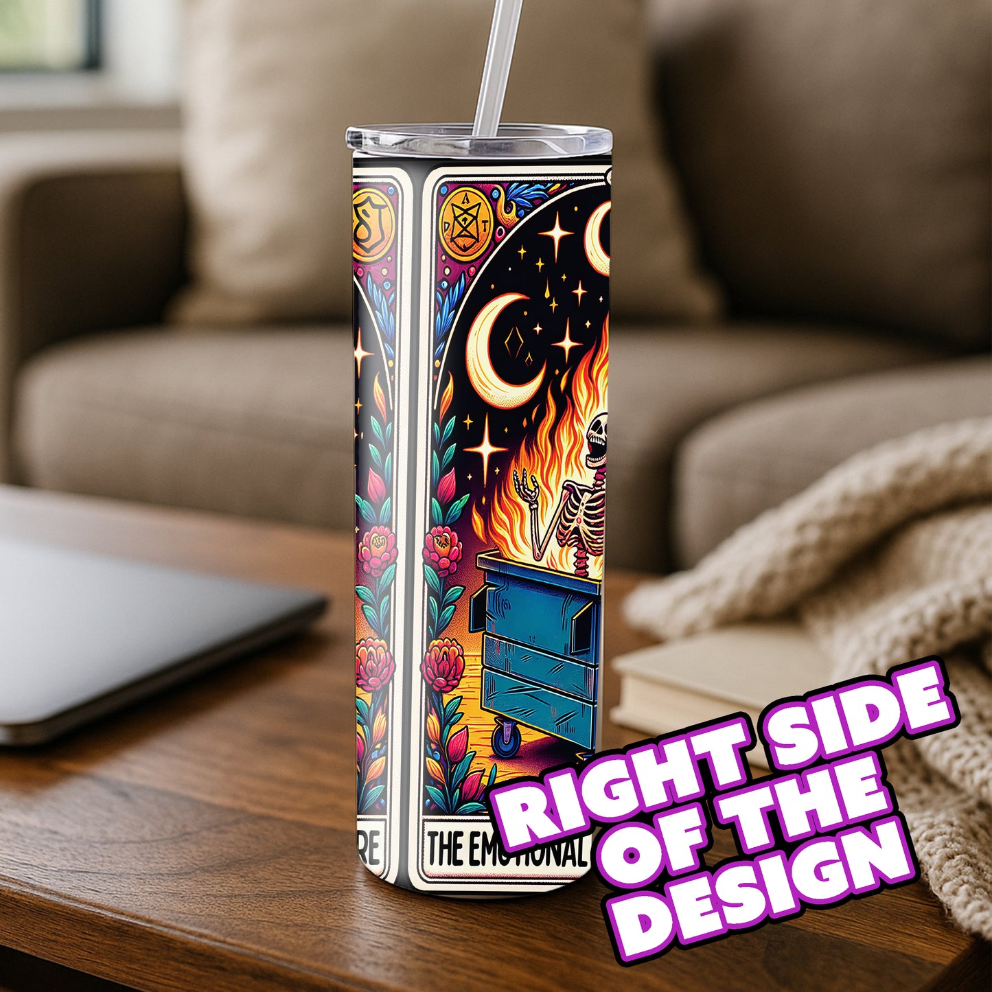 The Emotional Dumpster Fire - Sarcastic Tarot Card Tumbler