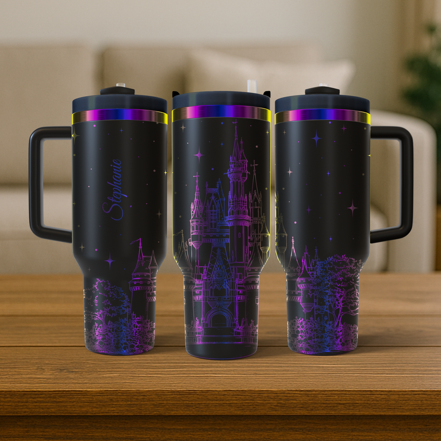 40 oz Black/Rainbow Tumbler
