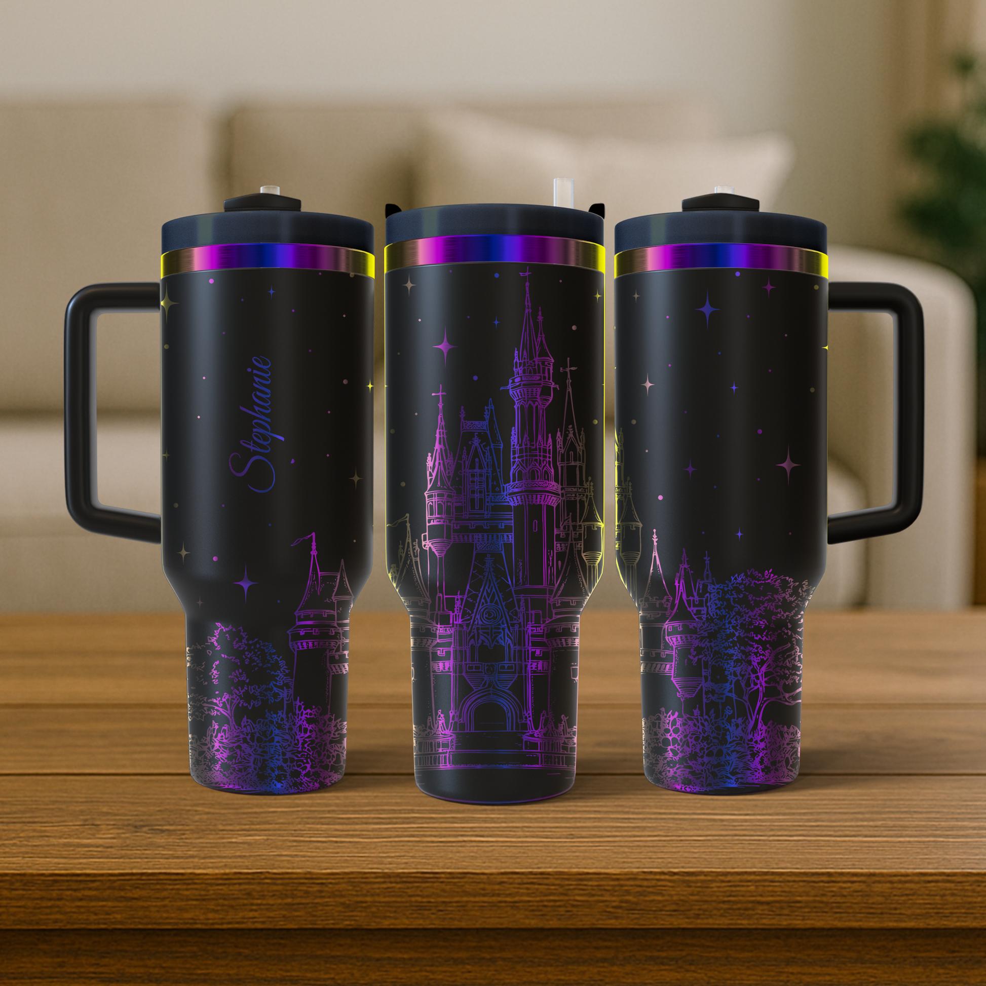 40 oz Black/Rainbow Tumbler