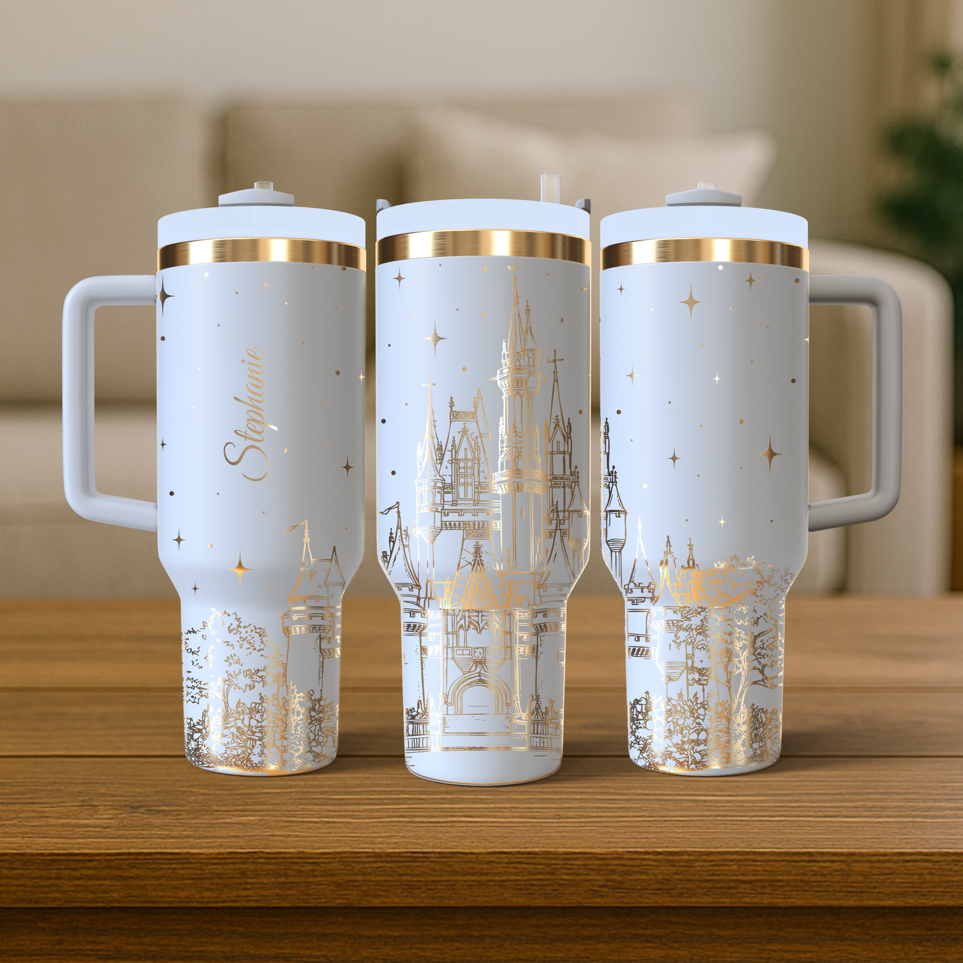 40 oz White/Gold Tumbler