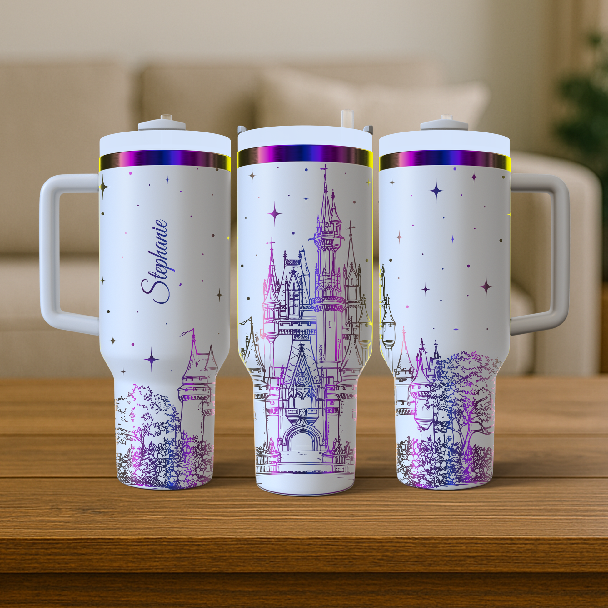 40 oz White/Rainbow Tumbler