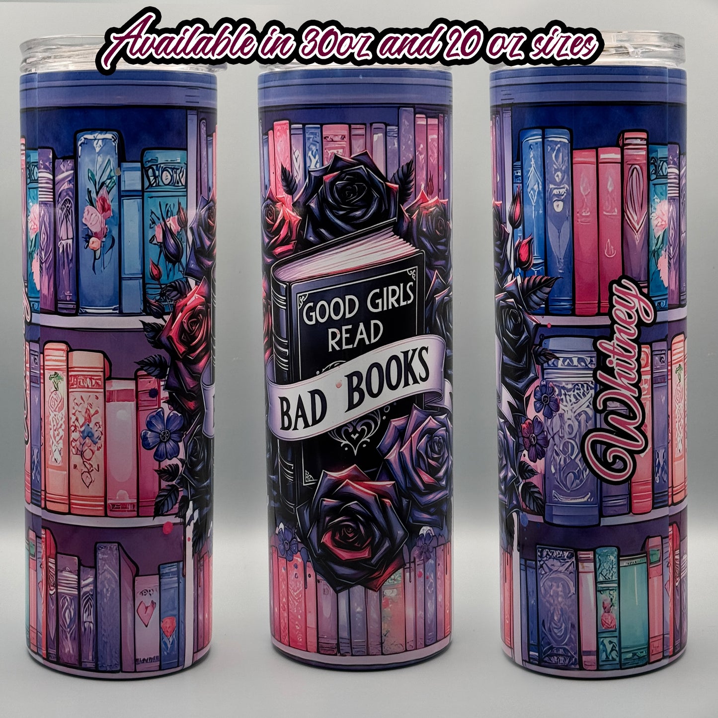Personalized Good Girls Read Bad Books Tumbler – 20 oz Skinny Insulated Stainless Steel | Book Lover Gift | Bookish Merch | Dark Romance Cup