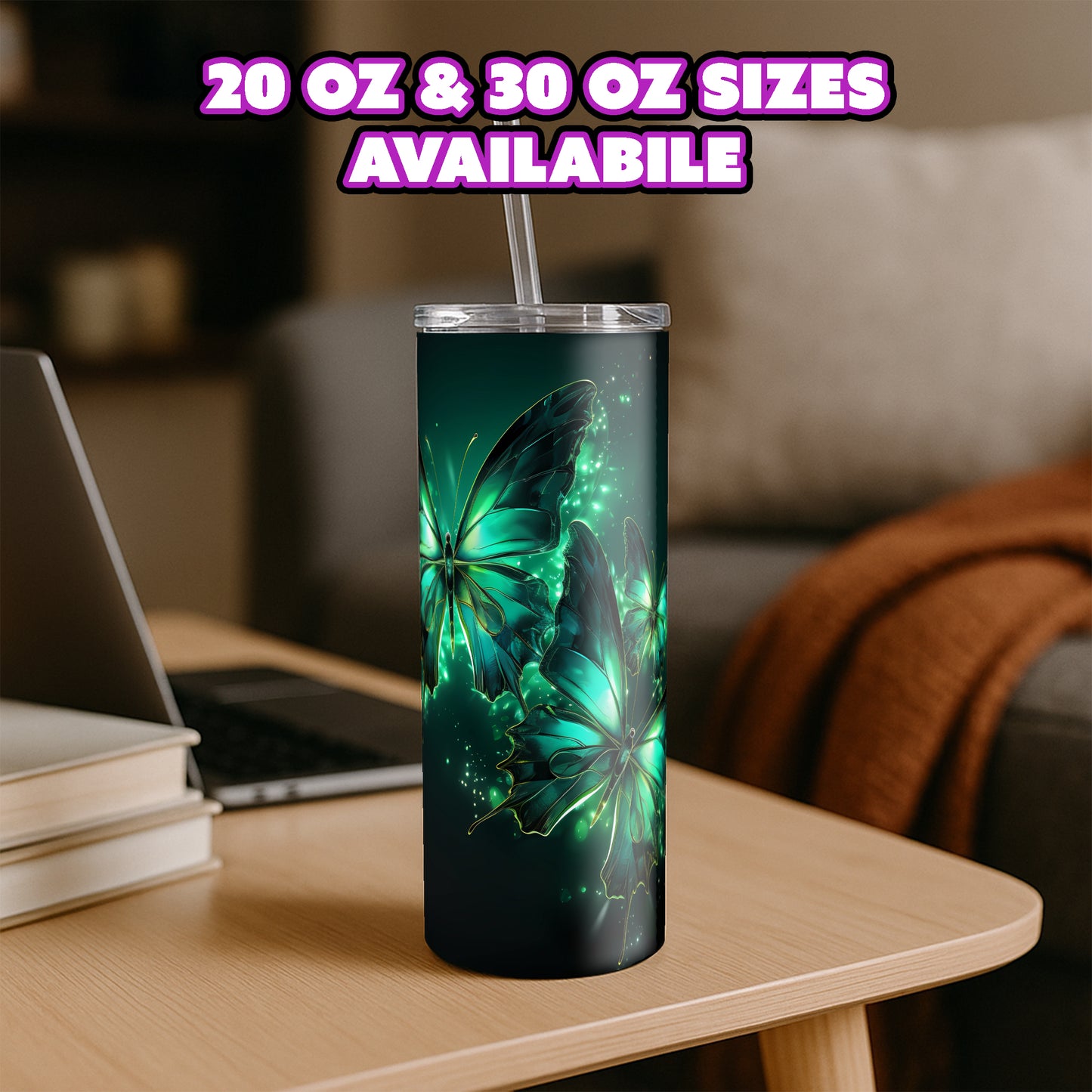 Glowing Twin Butterflies - “Luminara” Tumbler