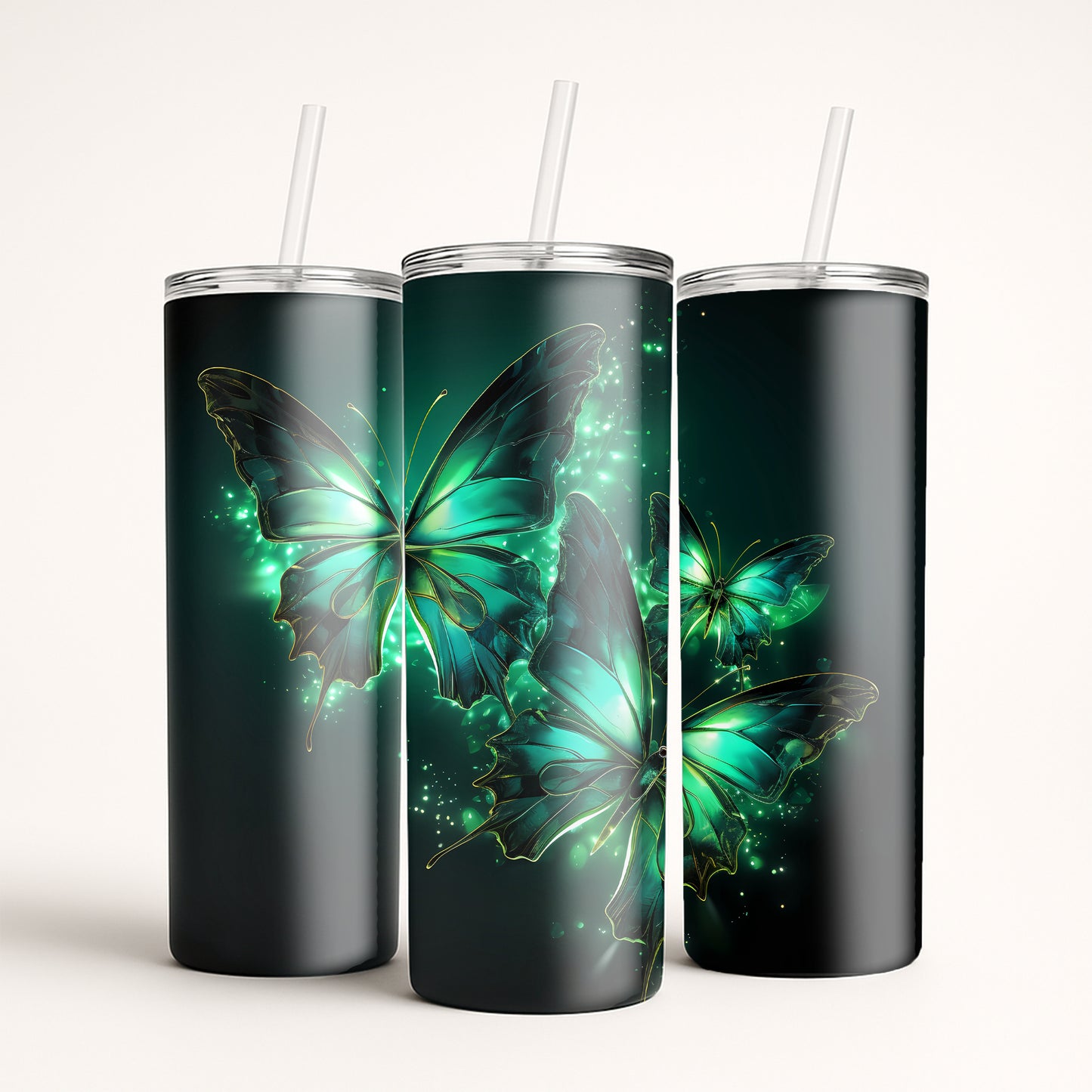 Glowing Twin Butterflies - “Luminara” Tumbler
