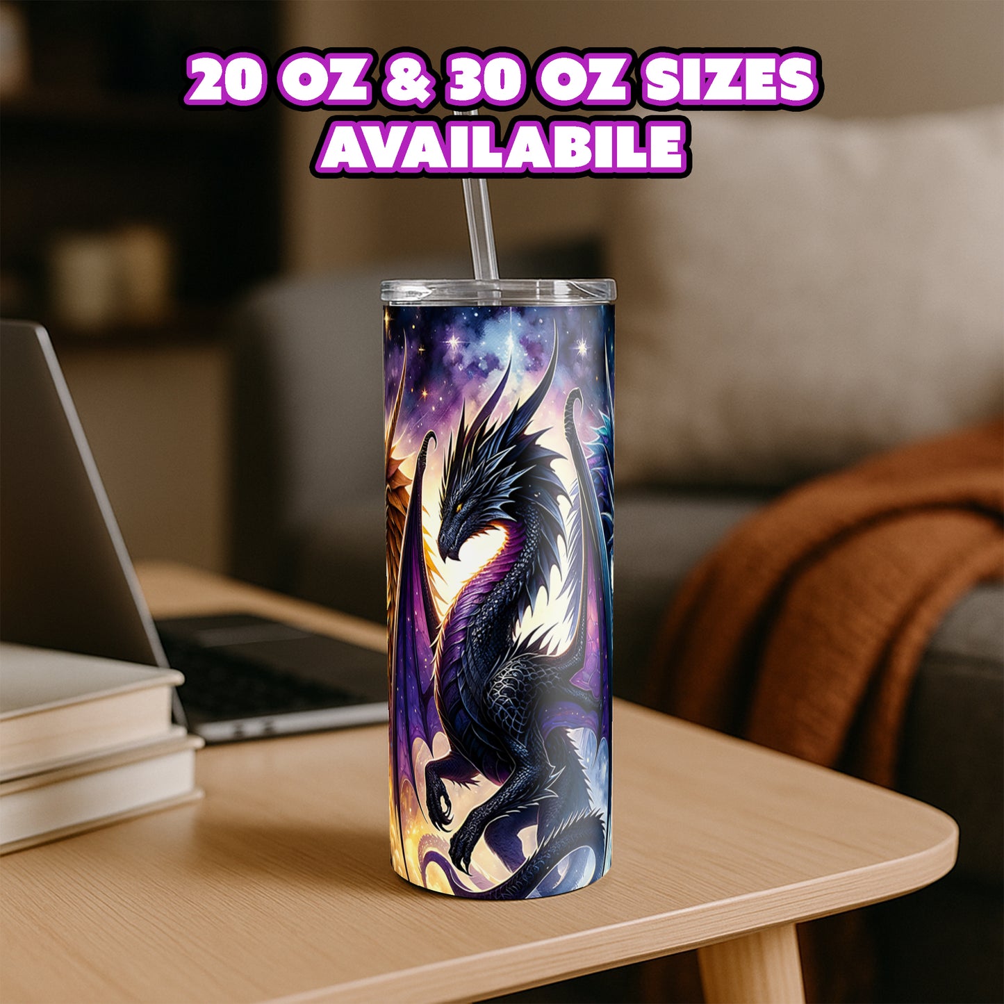 Gold Nebula Black Dragon Trio Tumbler