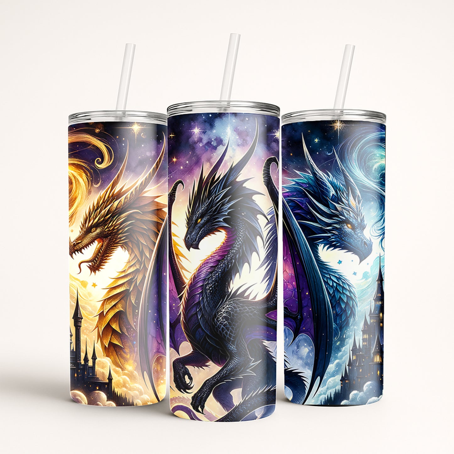 Gold Nebula Black Dragon Trio Tumbler