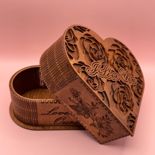 Handcrafted Heart-Shaped Keepsake Box – Floral Design | Wooden Memory Stash Box | Desk  or Shelf Decor for Office | Anniversary Gift