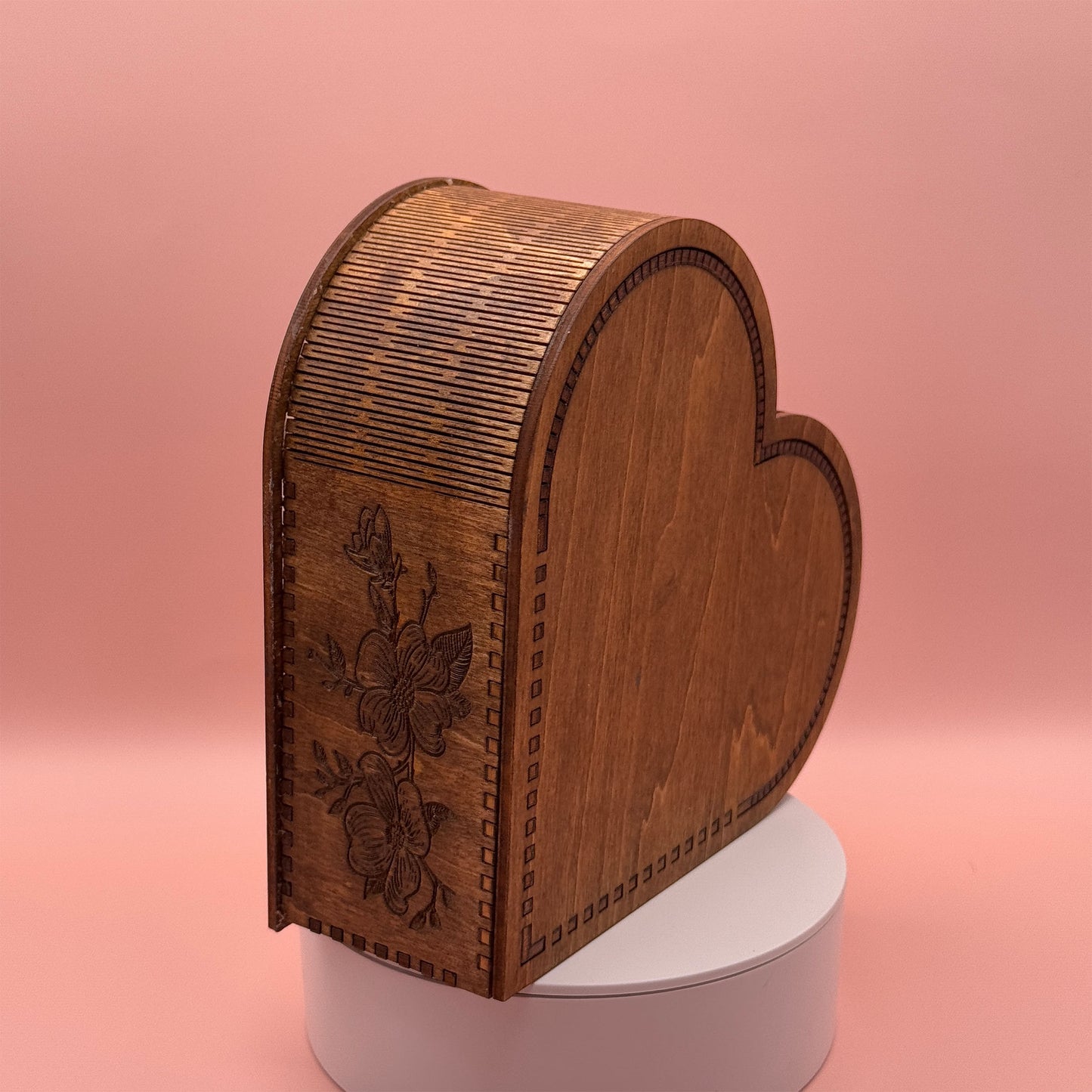 Handcrafted Heart-Shaped Keepsake Box – Floral Design | Wooden Memory Stash Box | Desk  or Shelf Decor for Office | Anniversary Gift