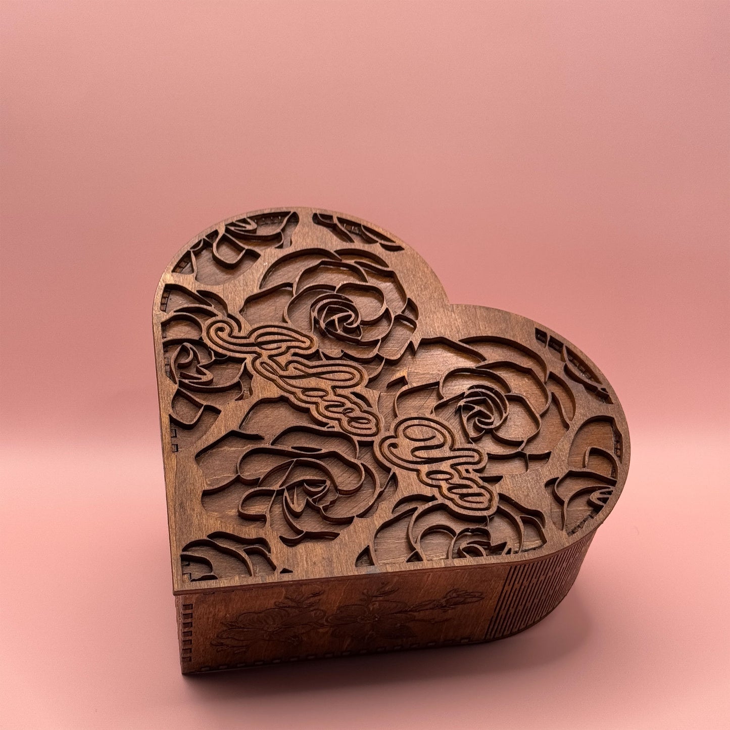 Handcrafted Heart-Shaped Keepsake Box – Floral Design | Wooden Memory Stash Box | Desk  or Shelf Decor for Office | Anniversary Gift