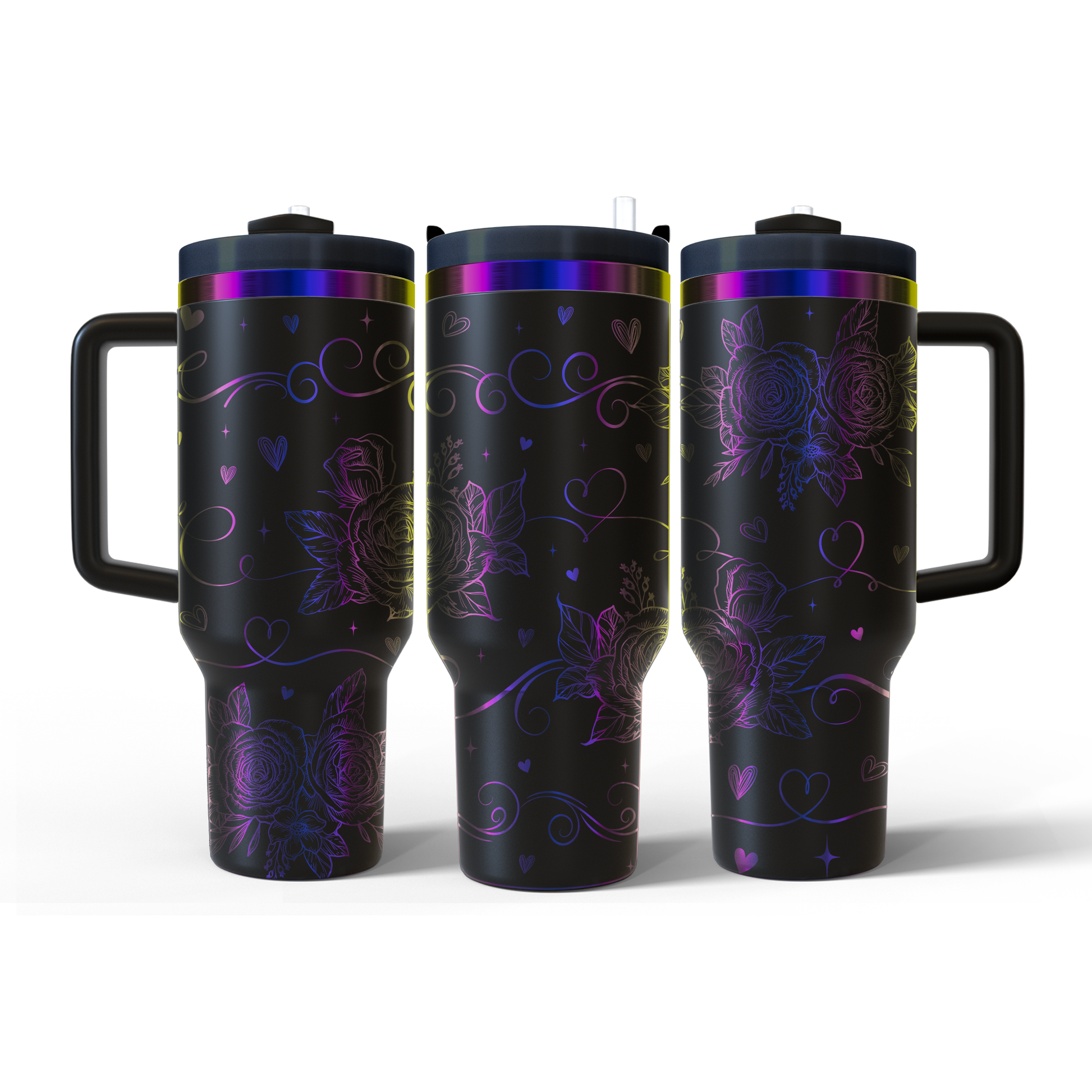 40 oz Black/Rainbow Tumbler