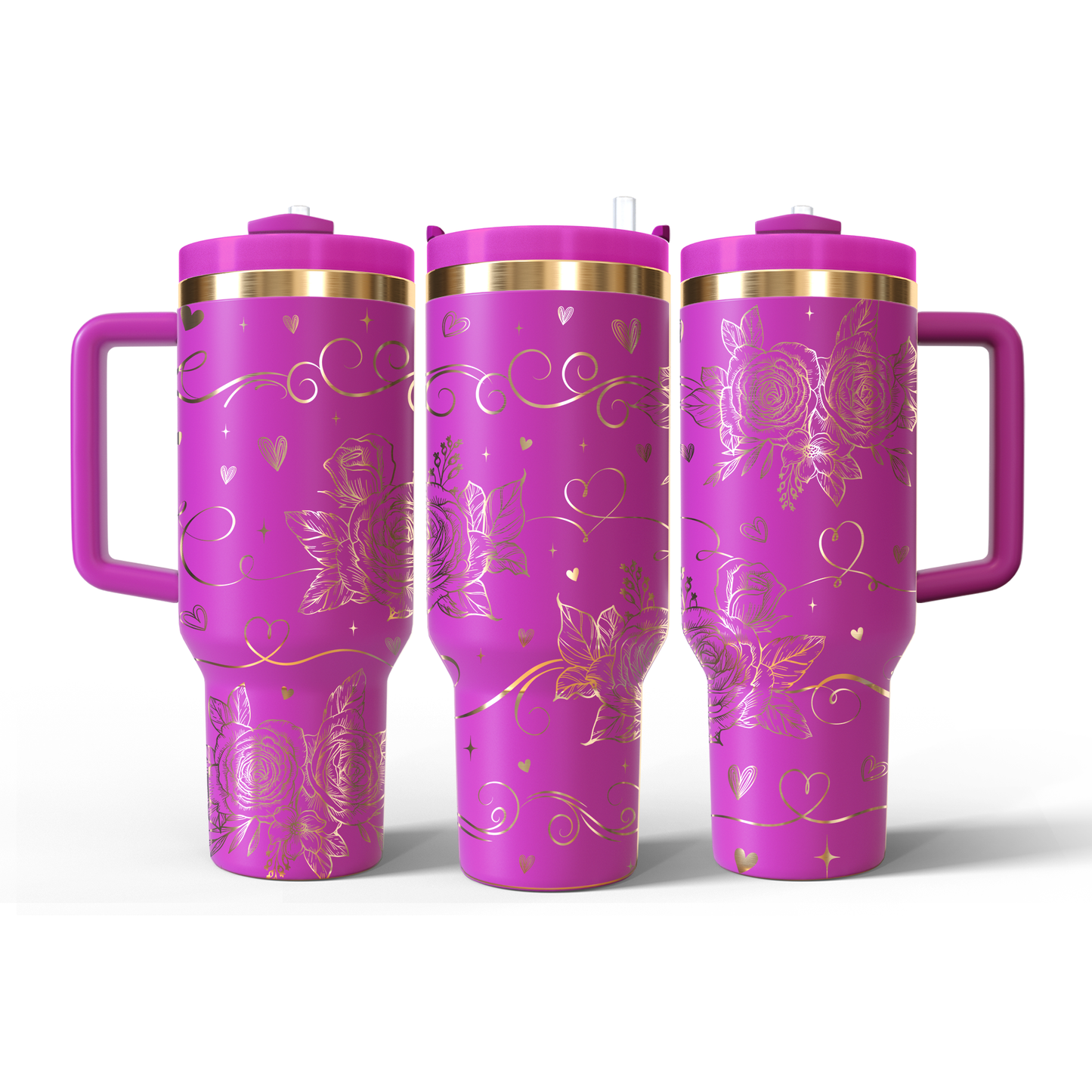 40 oz Hot Pink/Gold Tumbler