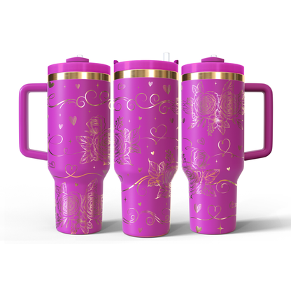40 oz Hot Pink/Gold Tumbler