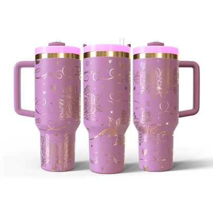 40 oz Soft Pink/Gold Tumbler