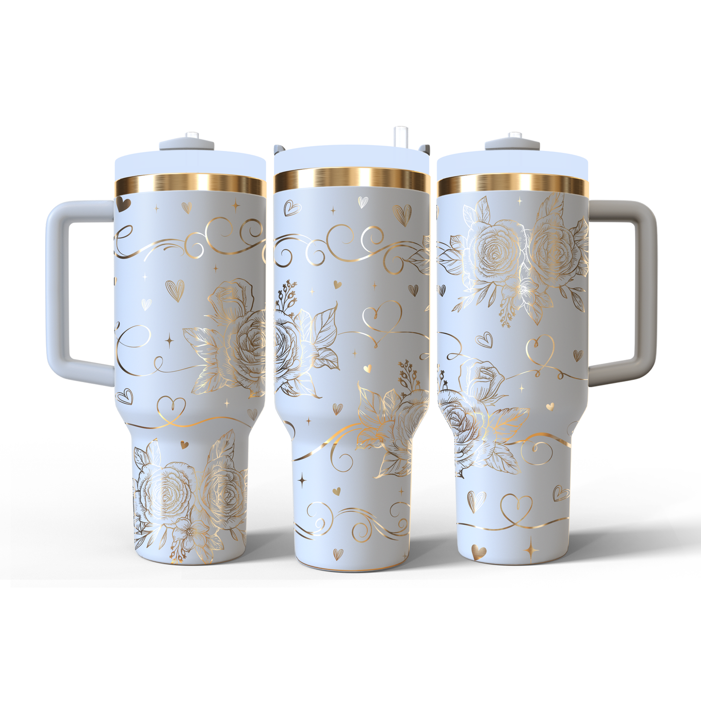 40 oz White/Gold Tumbler