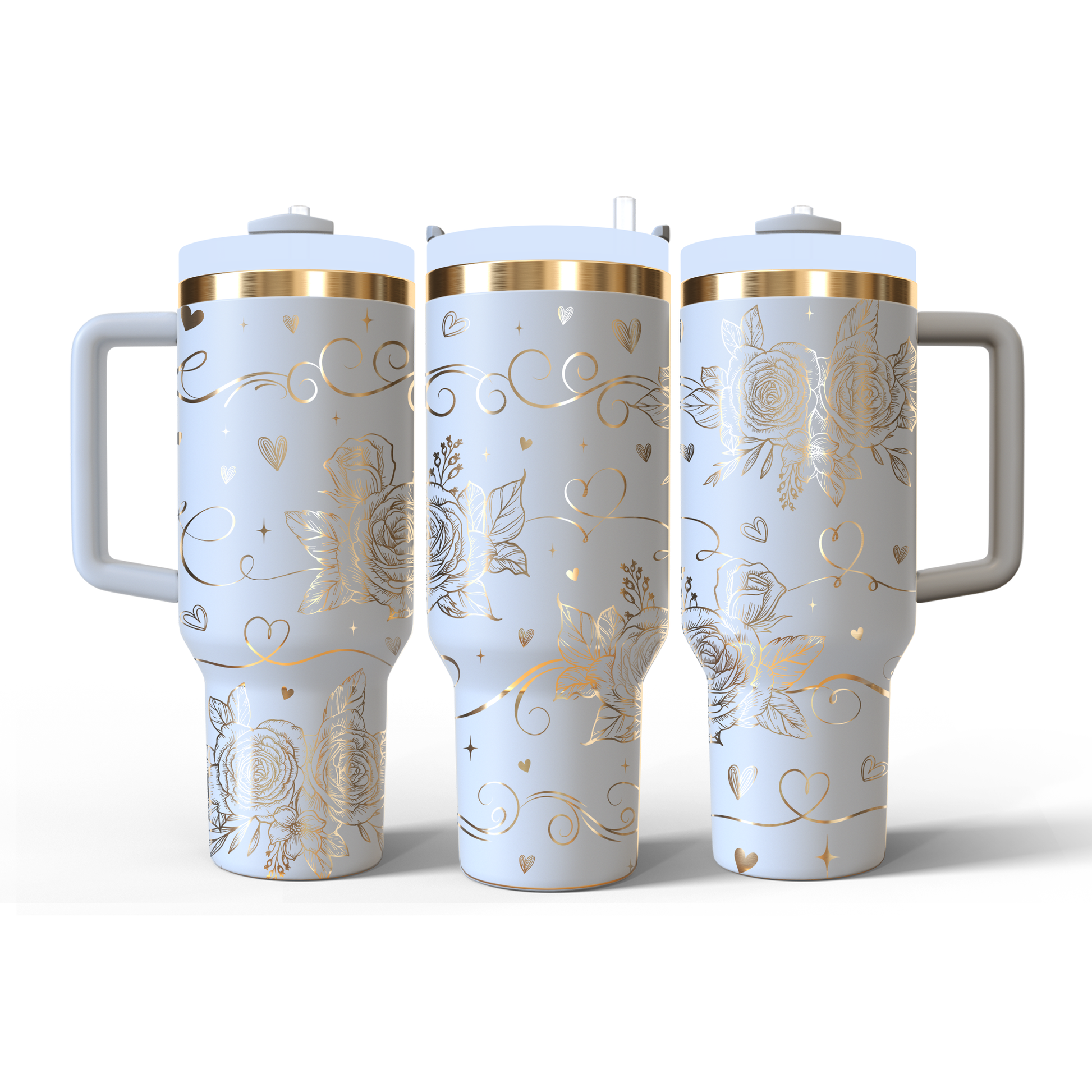 40 oz White/Gold Tumbler