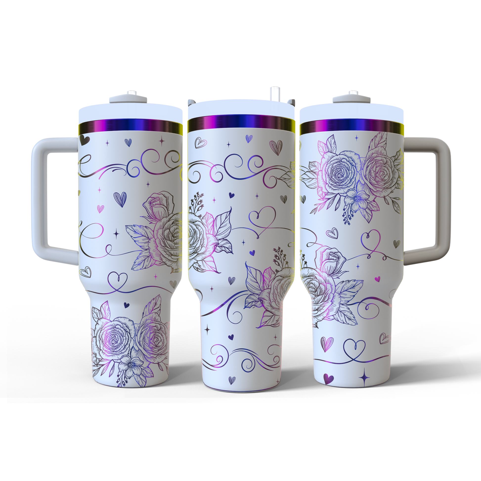 40 oz White/Rainbow Tumbler