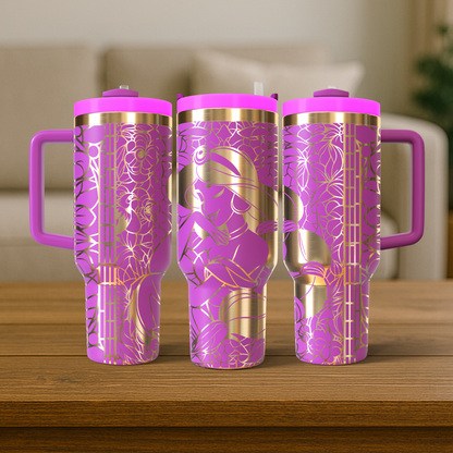 40 oz Hot Pink/Gold Tumbler