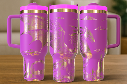 40 oz Hot Pink/Gold Tumbler