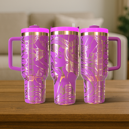 40 oz Hot Pink/Gold Tumbler