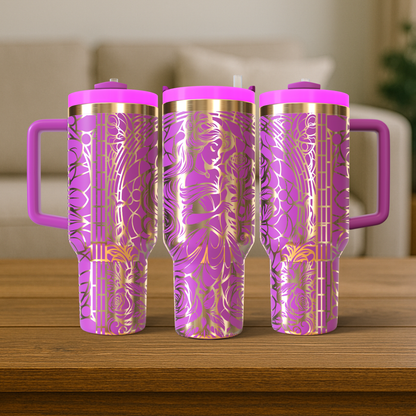 40 oz Hot Pink/Gold Tumbler