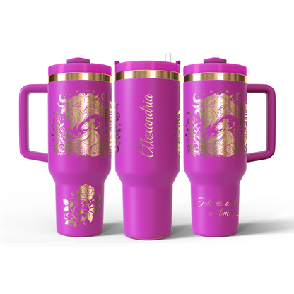 40 oz Hot Pink/Gold Tumbler