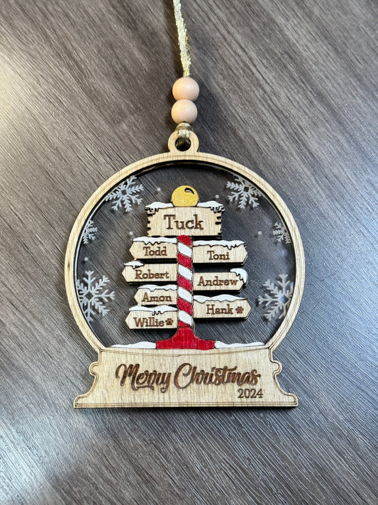 North Pole Family Sign Ornament – Hand-Painted Keepsake