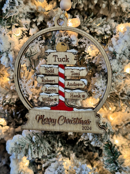 North Pole Family Sign Ornament – Hand-Painted Keepsake