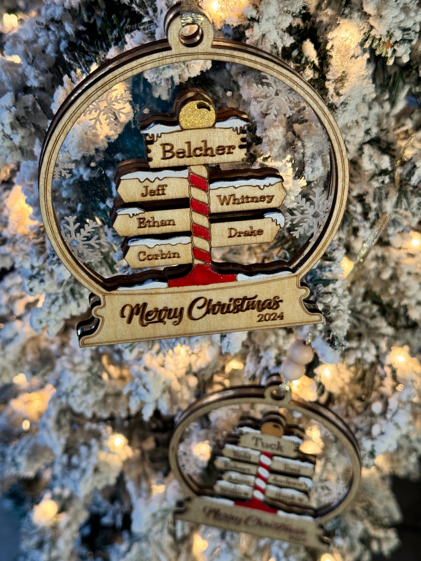 North Pole Family Sign Ornament – Hand-Painted Keepsake