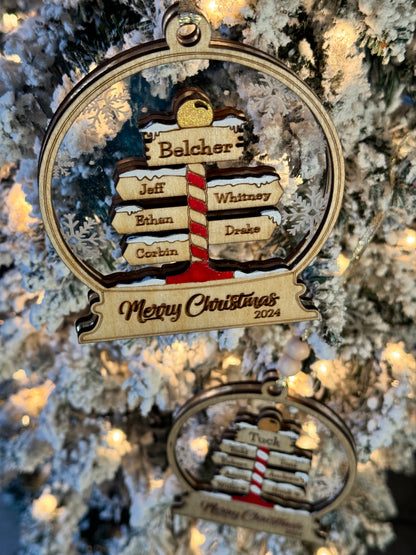 North Pole Family Sign Ornament – Hand-Painted Keepsake