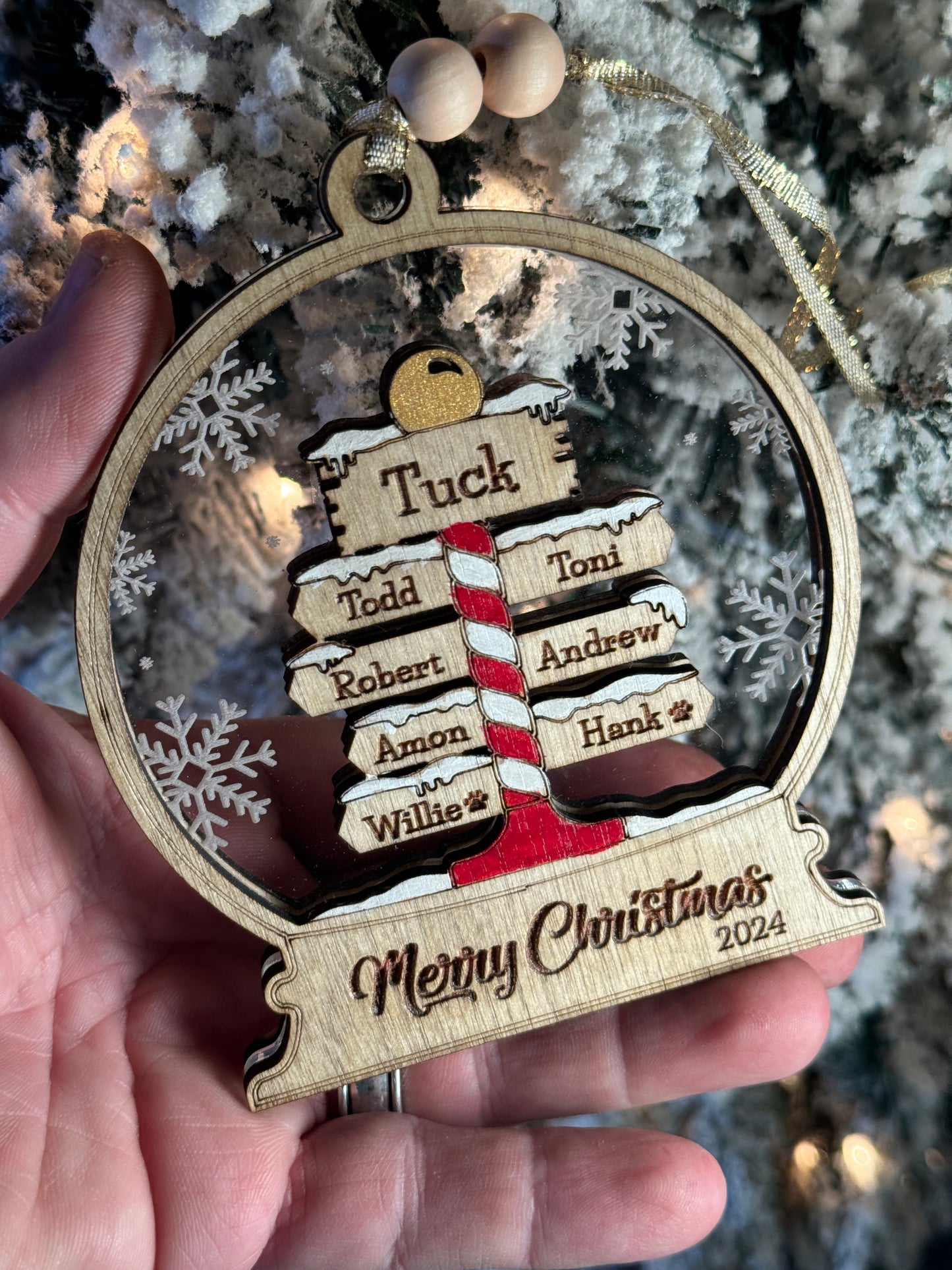 North Pole Family Sign Ornament – Hand-Painted Keepsake