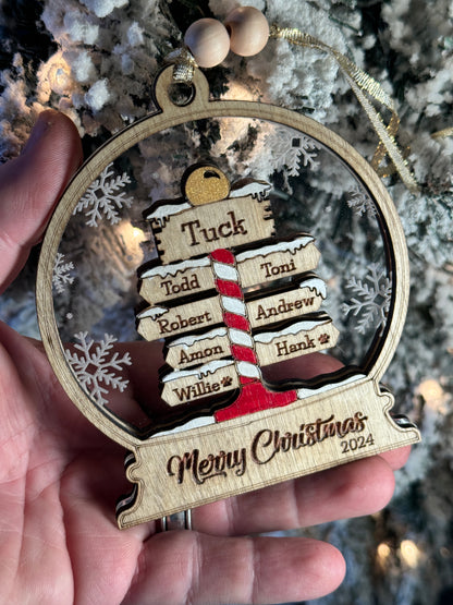 North Pole Family Sign Ornament – Hand-Painted Keepsake