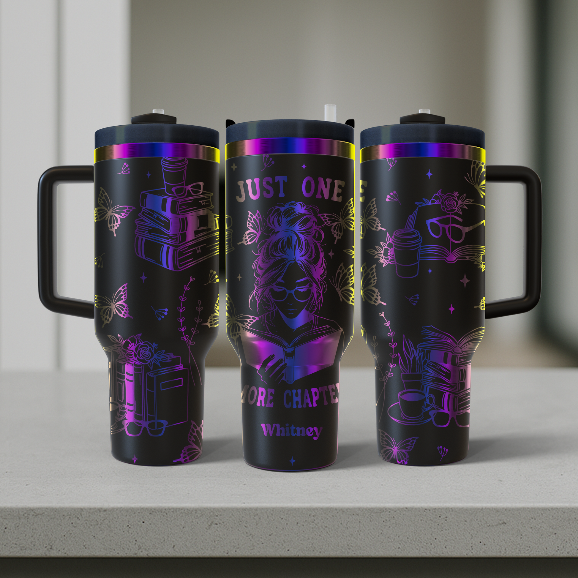 40 oz Black/Rainbow Tumbler