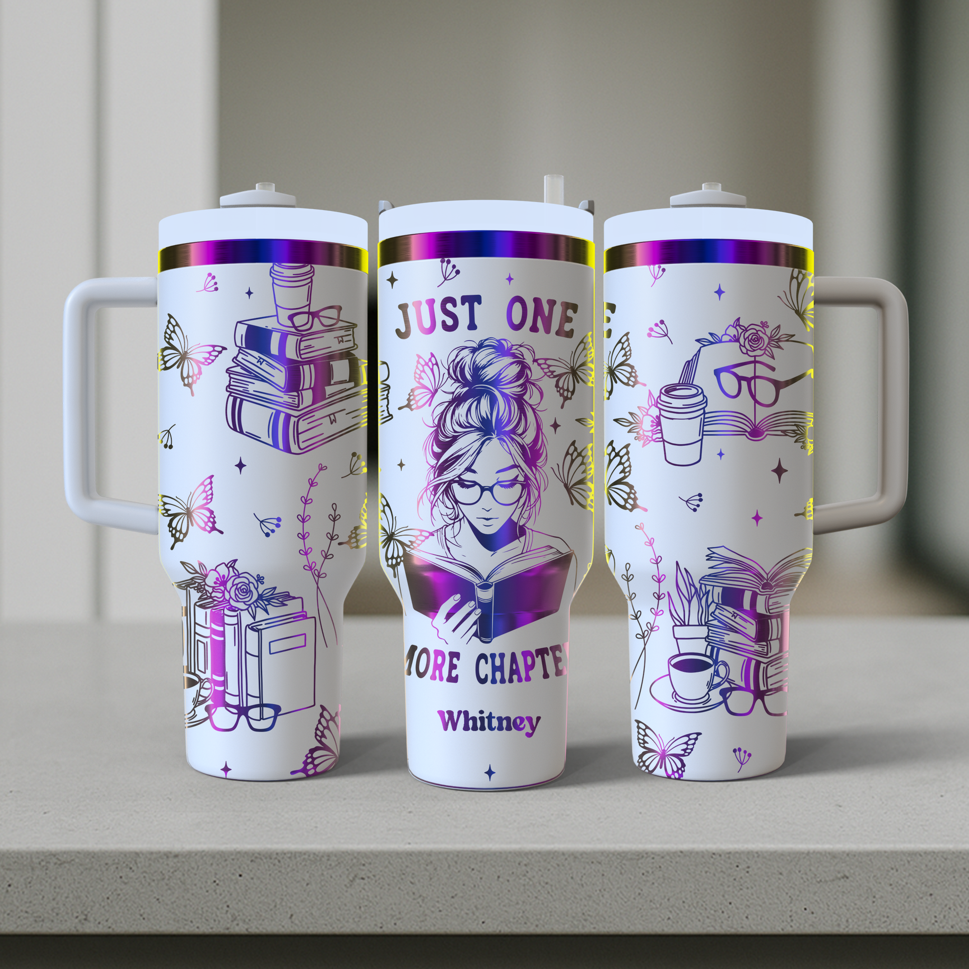 40 oz White/Rainbow Tumbler