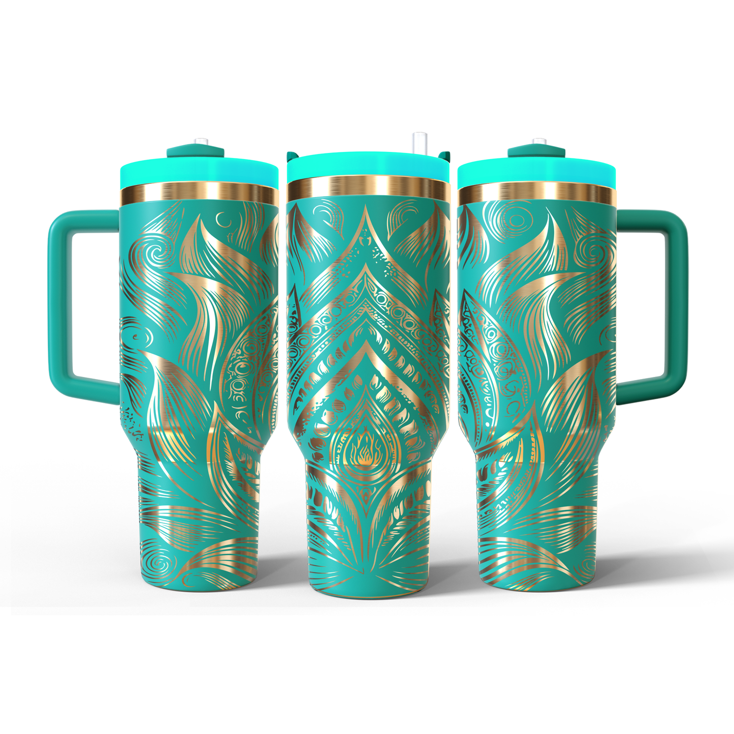 40 oz Aqua/Gold Tumbler