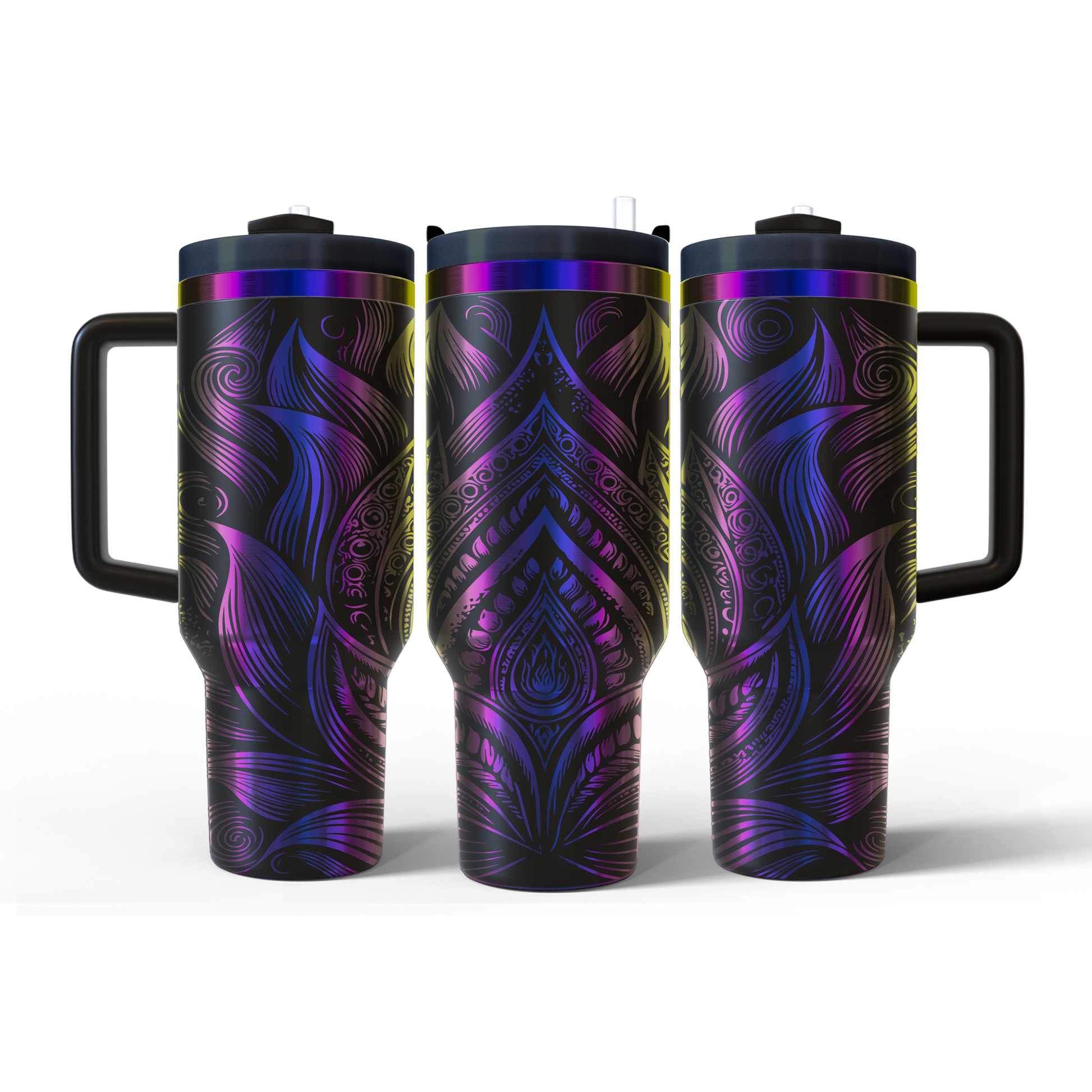 40 oz Black/Rainbow Tumbler