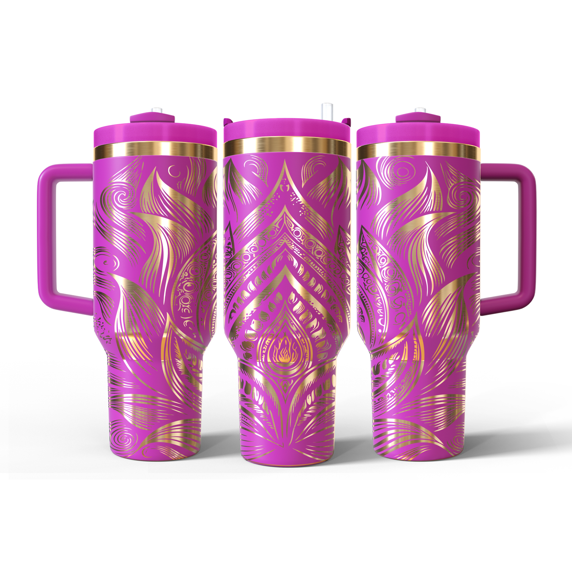 40 oz Hot Pink/Gold Tumbler