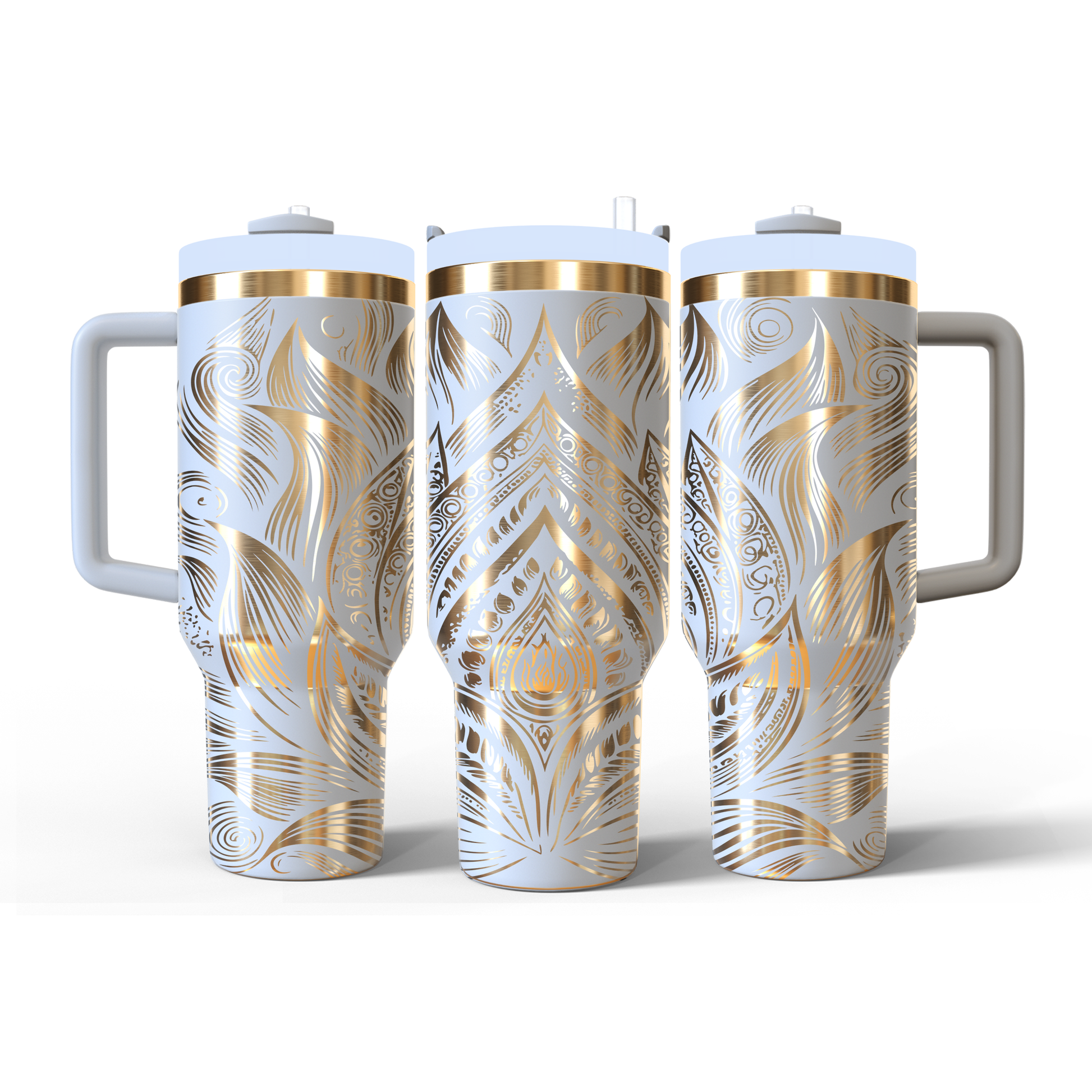 40 oz White/Gold Tumbler